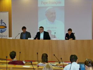 Conférence de presse à la Conférence des Evêques de France (CEF) pour la sortie de l'encyclique du pape François "Laudato si" (Loué sois-tu)